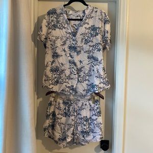 Piyama Pajama Set in Blue Toile